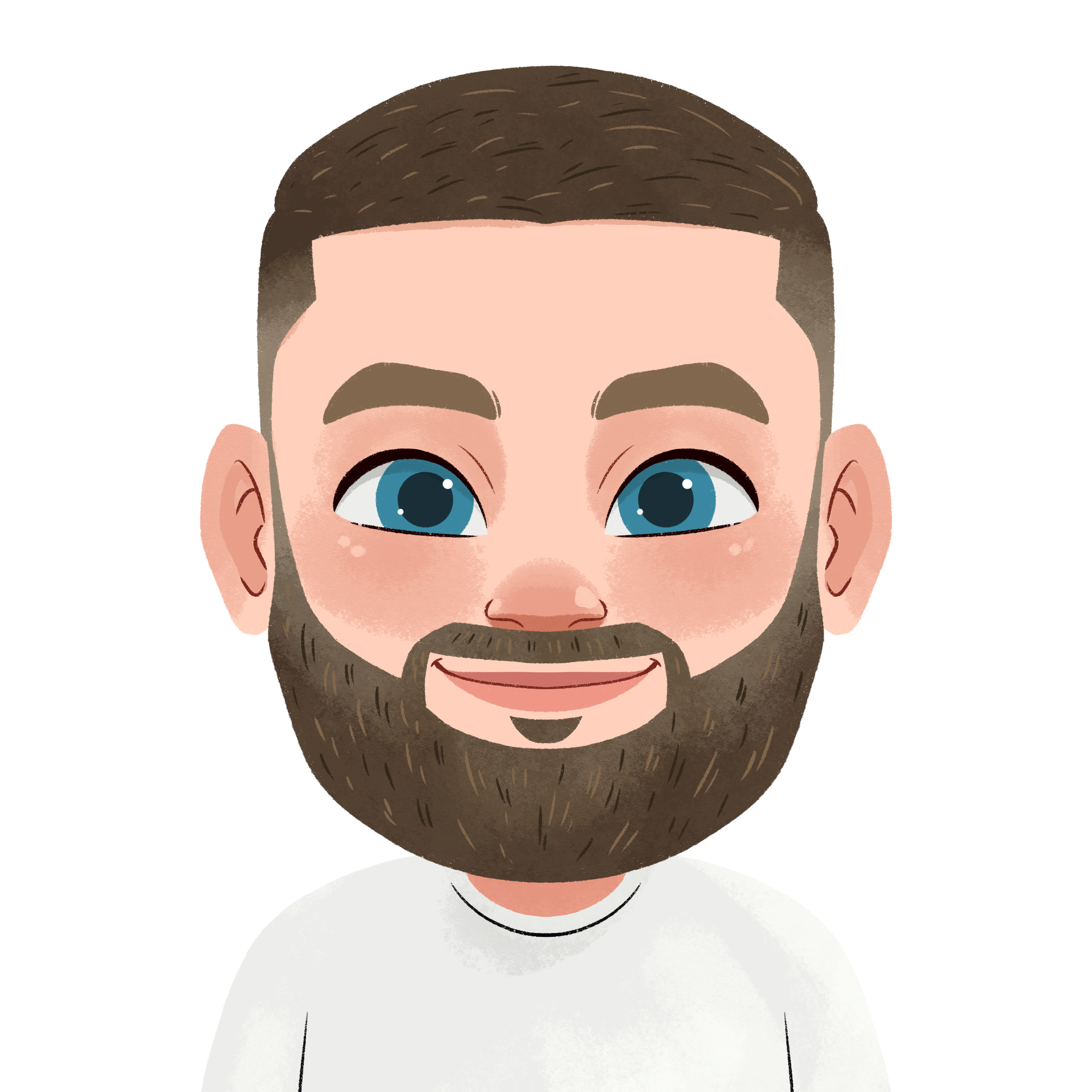 Illustrated portrait of Jake, Personalised Badges UK team member