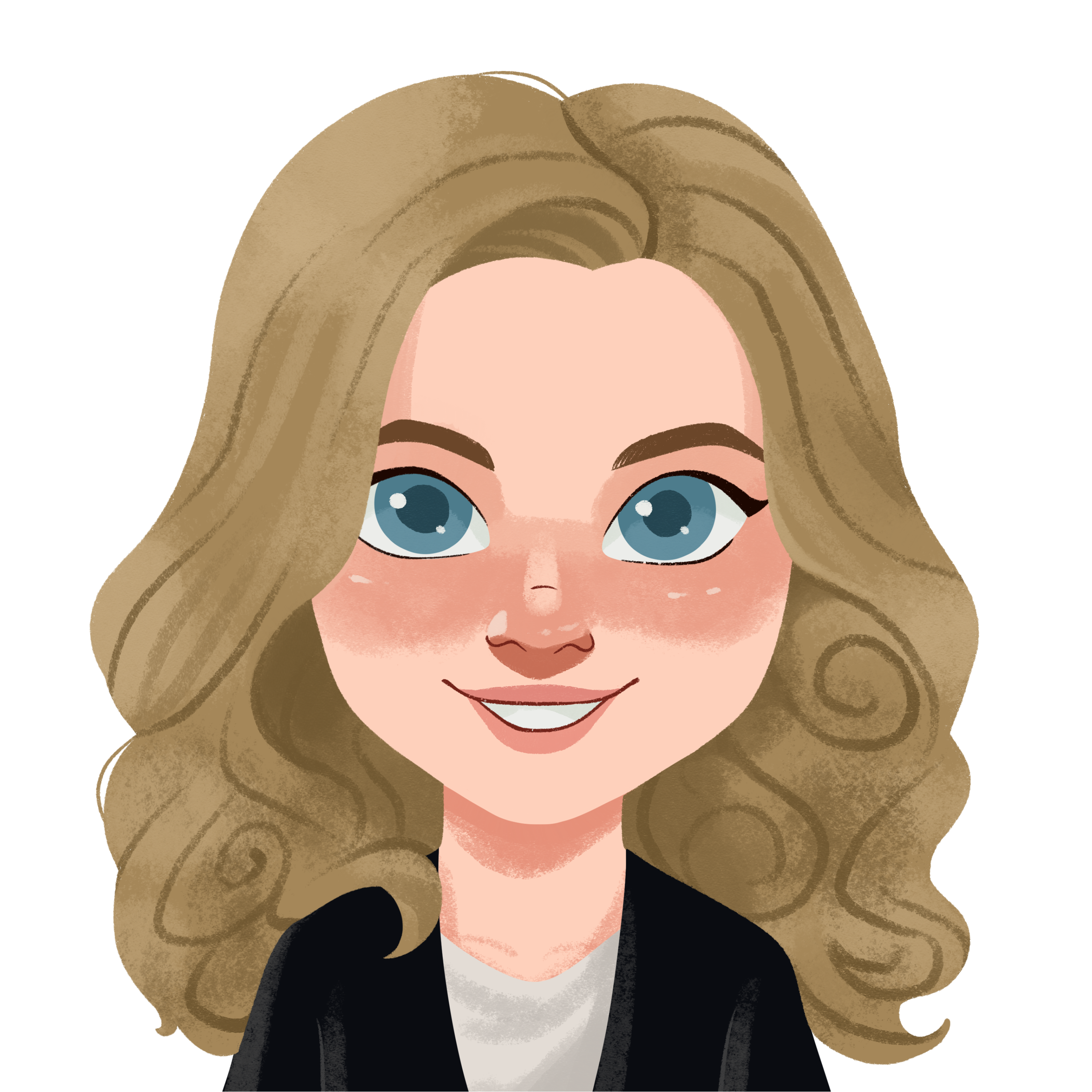Illustrated portrait of Vanessa, Personalised Badges UK team member